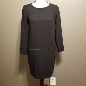 Madewell XS Dress Mini Black Long-Sleeve  Zipper Pockets Gothic Shift Edgy